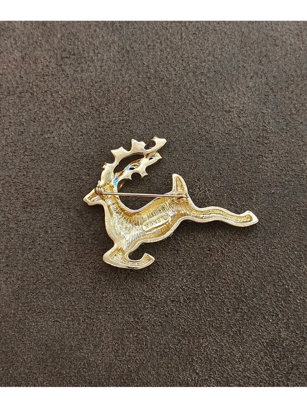 1980s Monet Reindeer Rhinestones Brooch